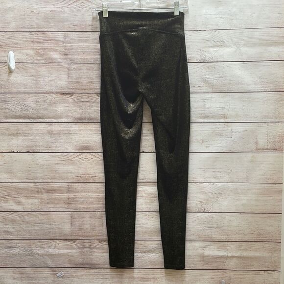 SPANX BLACK VELVET WITH GOLD SPARKLE LEGGINGS - Picture 5 of 8